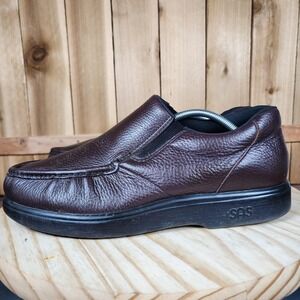 SAS Side Gore Shoes Mens 12 M Brown Leather‎ Slip On Loafers USA Casual
